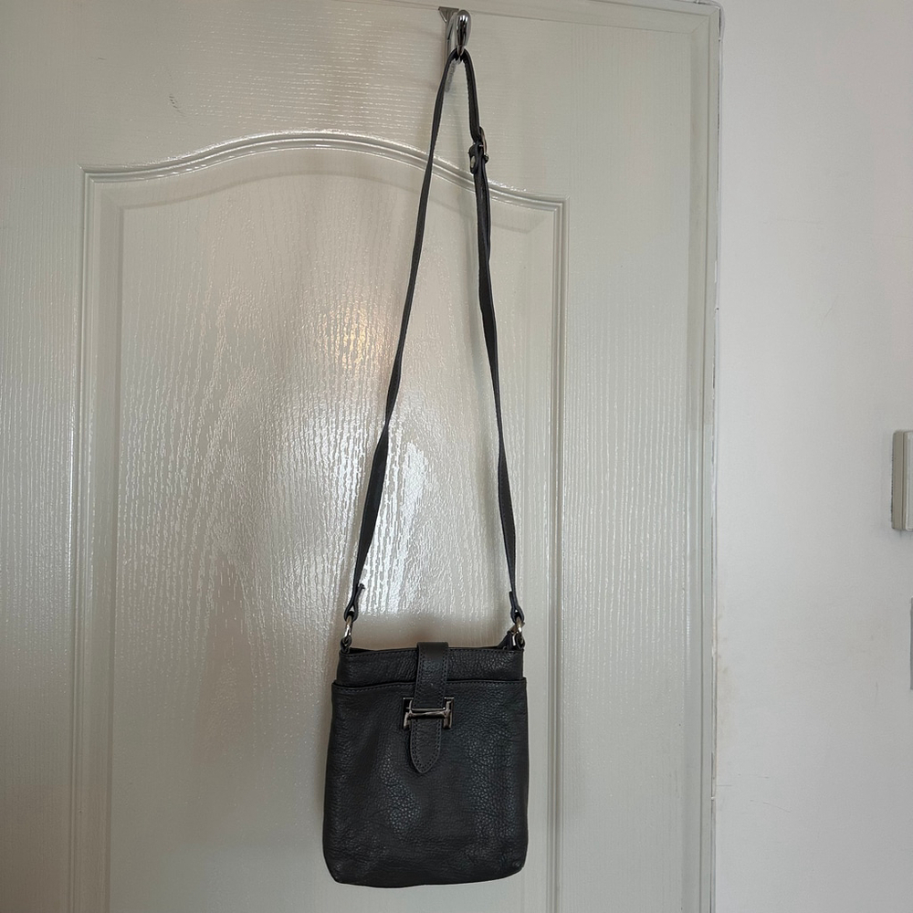 Women's Unbranded Gray Leather Crossbody Bag Small